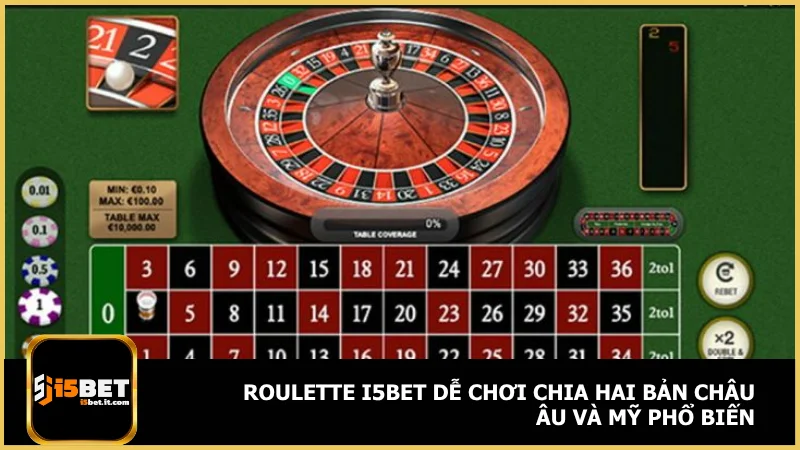 Roulette i5bet dễ chơi chia hai bản châu Âu và Mỹ phổ biến